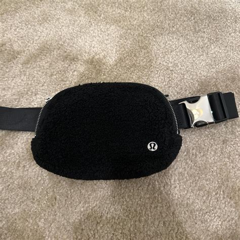 black fuzzy lululemon fanny pack